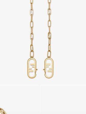 Fendi Metal O'Lock Bag Strap You Gold Tone Metal Chain Necklace New with Tags